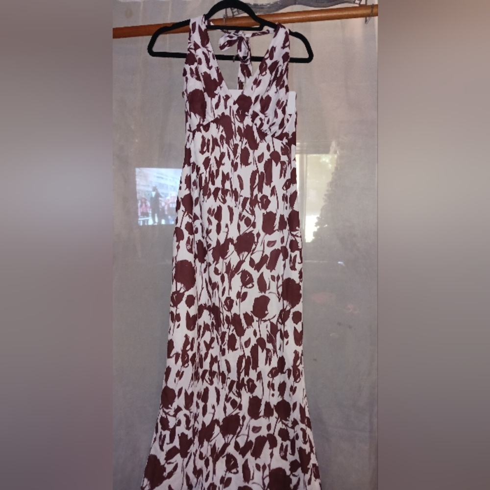 RIHOAS Brown and White Maxi Dress